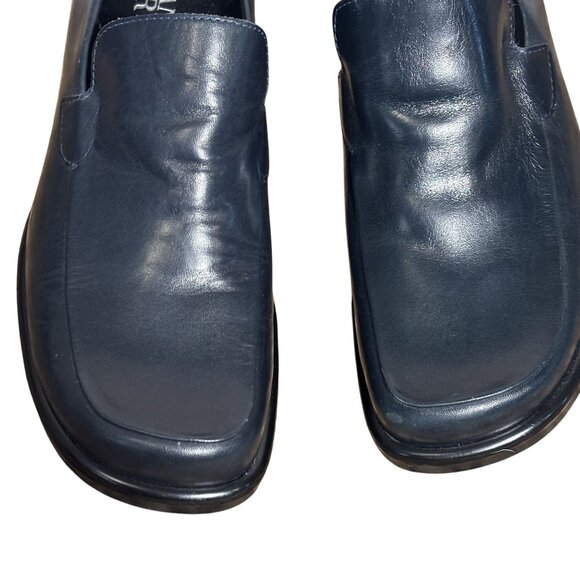 Franco Sarto Dark Navy Leather Square Toe Loafers Size 7M Formal Casual Shoes - Picture 3 of 8